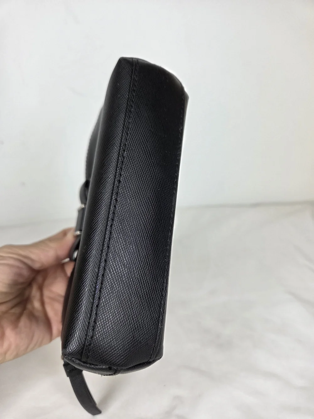 Coach Cosmetic Bag Bow Accent Clutch Black Leather